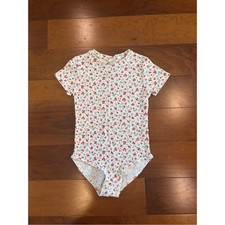 Zara Girls Size 10Short-Sleeve Floral Ribbed One-Piece Bodysuit picture
