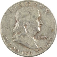 1953 S Franklin Silver Half Dollar VG Very Good 50c Coin Collectible picture