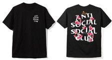 Auth Anti Social Social Club ASSC Logo KKOCH flower Black T-Shirt picture