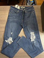 Levi's Women's 700 Series 711 Skinny Jeans Blue Medium Wash Distressed Stretch picture