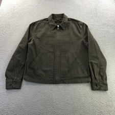 Madewell Zip Front Jacket Men Medium Mocha Brown Canvas Bomber NV979 Classic NEW picture