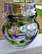 1977 Signed Fostoria Art Glass Interpretations Jamie Carpenter Glitter  Vase picture