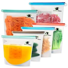 New Improved Reusable Silicone Food Bags 6 Freezer Storage & Sous Vide Cooking  picture