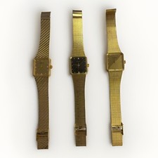 Vintage Geneva Solina Gold Tone Quartz Dress Watch Unisex Working Rectangle NEW picture