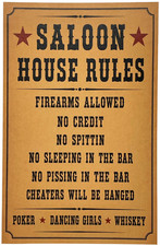 Saloon House Rules Poster – Reproduction Old West Saloon Print Western Wall Art picture
