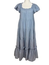 THE GREAT. tiered linen blend boho minimalist midi dress size 0 or XS picture