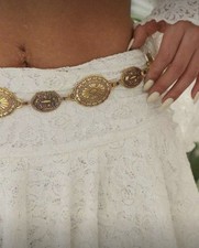 Women's Gold Chain Belt, Medallion Accent, Bohemian Western Adjustable Fashion picture