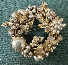 ORIGINAL BY ROBERT STUNNING PEARL RHINESTONE VTG BROOCH PENDANT MINTY CONDITION picture