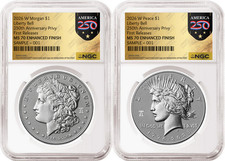 2 Coin Set 2026 Morgan Peace Enhanced 250th Privy NGC MS70 FR Gold Pre-Sale2 picture