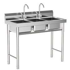 Commercial Stainless Steel 3-Compartment Sink for Kitchen & Catering Use picture