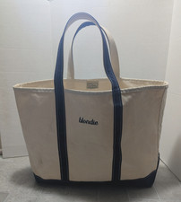 L.L. Bean Boat & Tote Canvas Bag Navy + White Large 14