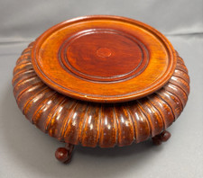 Vintage Chinese Rosewood Carved Plant Stand Melon Ribbed Curved Cabriole Legs picture