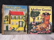 Vintage 1949 Guess Who Lives Here, 1942 Mother Goose, Little Golden Books, Lot 2 picture