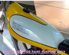 Yamaha TY 250 1975 Yellow White Steel Petrol Gas Fuel Tank + Cap Tap/COMPATIBLE picture