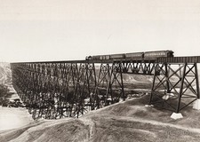 1925 Vintage CANADA Alberta LETHBRIDGE Train Railway  High Bridge Photo Gravure picture