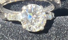 1.93ct I/SI1 Rnd. Nat. Dia. GIA Cert. Plat. Eng Ring set w/7 baguette wed. band picture