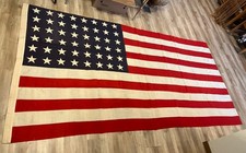 1918 WWI Wool Hand Sewn 48 Star Flag 116” X 57” w Provenance Died In France picture