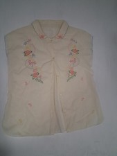 Vtg Handmade Embroidered Womens Shirt Floral Collar Grannycore Medium picture