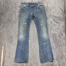 Diesel Jeans Mens 32x34 Blue Zathan Regular Bootcut Light Wash Made Italy 0071J picture