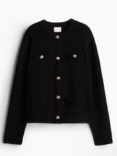 NWT H&M Black Textured Knit Cardigan Size Large RT$65 picture