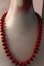Vintage Red Wooden Beads Single Strand Necklace 10