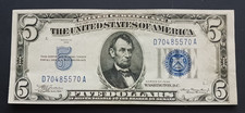 US 1934 $5.00 Blue Seal Silver Certificate uncirculated DA block picture