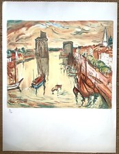 OTHON FRIESZ (1879-1949) Original Lithograph Seascape Port La ROCHELLE Numbered picture