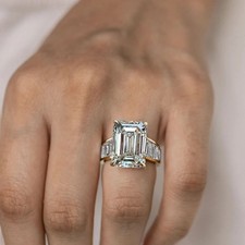 IGI 5.00 Ct Emerald Cut EF/VS1 Lab Grown Diamond Engagement Ring 14K Yellow Gold picture