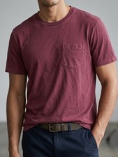 GAP Men's Short Sleeve Pocket Tee in Wine Red picture
