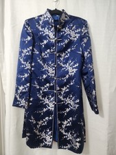 Silk Chinese Royal Blue Traditional Womens Tunic Embroider Vintage Jacket  32x36 picture