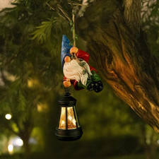 Solar Hanging Gnome Garden Statues Funny Climbing Rope Gnome with Lantern Fall O picture