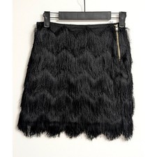 H&M Black Mini Skirt with Fringe Women's Size XS picture