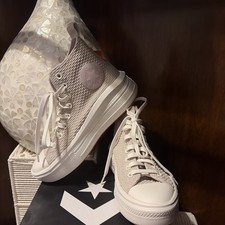 New Size 7 - Wmn Converse Chuck Taylor All Star Move High Vintage White Fire picture