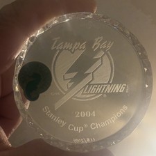Tampa Bay Lightning Stanley Cup Champions Waterford Crystal Hockey Puck 2004 # picture