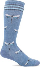Women's Dragonfly Moderate Graduated Compression Sock, Bluestone with Sparkle... picture