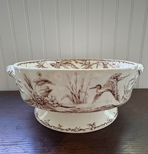 Antique Ridgways Brown Aesthetic Transferware Indus Large Footed Serving Dish picture