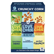LOVE CORN 9ct Variety Pack Roasted Crunchy Corn, Sea Salt & Cheese Flavors picture