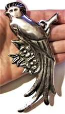 Vintage Mexican Silver GIANT Quetzal Bird Taxco Frida Style Antique Art Deco WOW picture