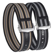 Watch Strap Ribbed Nylon Deployant Clasp Folding Buckle 20mm 22mm Men picture