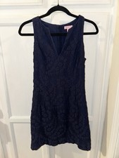 Lilly Pulitzer Blue Floral Lace Sleeveless V-Neck Lined Zip Back Dress 2 picture