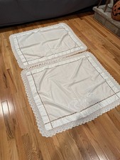 Pair of Antique Embroidered Victorian Cotton Pillow Covers- Buon Riposo picture