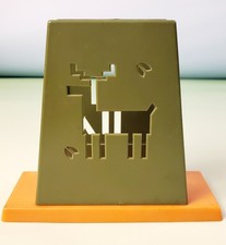 Vintage St. Labre Indian School Plastic Napkin Holder MCM Avocado Green Orange picture
