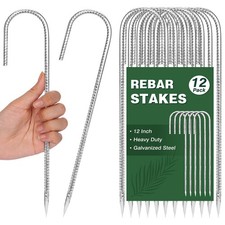 6 Pack Rebar Stakes, 12 Inch J Hook Metal Tent Stakes picture