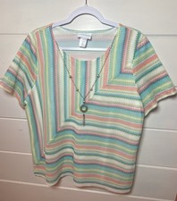 Boho,Alfred Dunner Isle Of Capri Size XL Pastel Knit Shirt picture