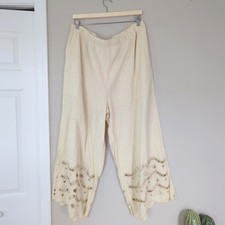 Marie Oliver NWT Marin Wide Leg Cropped Elastic Waist Pants Birch Eyelet XL picture