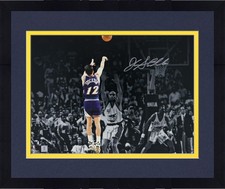 Framed John Stockton Jazz Signed 16x20 1997 Game 6 WC Finals Win Spotlight Photo picture