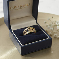 15 Anos Quinceanera Ring Yellow Gold moissanite  Crown 15Ring,14k gold palted picture