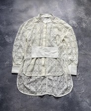 Vintage Chloe Luxury Lace Sheer Long Blouse Button Up Womens Size S picture