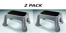 (2 PACK) Rubbermaid Plastic Step Stool, In-Mold Tread, 1-Step, Gray. picture