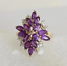 2.20Ct Marquise Cut Lab-Created Amethyst Anniversary 14K Yellow Gold Finish Ring picture